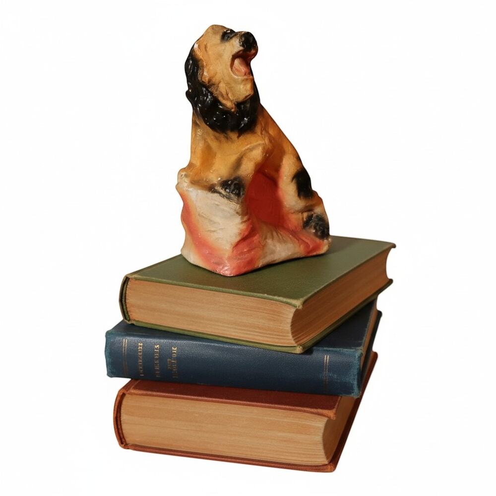 Vintage Carnival Chalkware Dog Figurine | 1930s–1950s Fair Prize Folk Art Statue